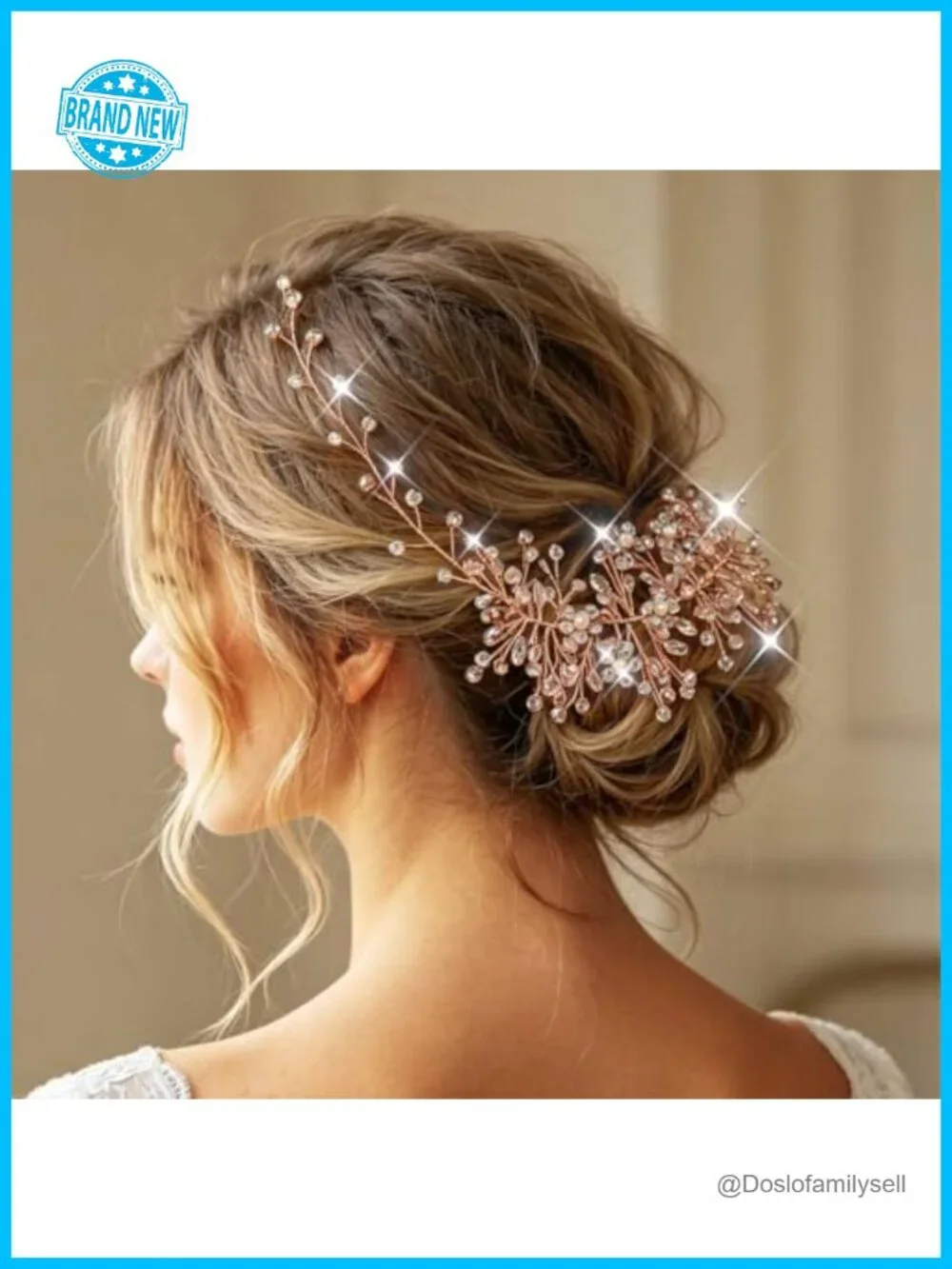 Rhinestone Hair Vine Headpiece with Pearls and Flowers for Wedding